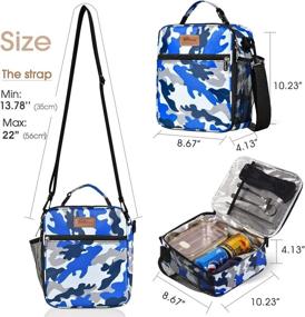img 3 attached to Reusable Lunch Bag Insulated Bento Cooler Tote W/ Front Pocket & Adjuatable Shoulder Strap - Buringer HOMESPON (Camouflage Color)