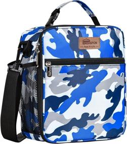 img 4 attached to Reusable Lunch Bag Insulated Bento Cooler Tote W/ Front Pocket & Adjuatable Shoulder Strap - Buringer HOMESPON (Camouflage Color)