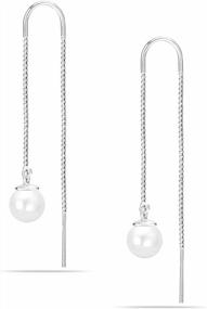 img 4 attached to LeCalla 925 Sterling Silver Threader Earrings: Lightweight And Elegant Drops For Women, Teens And Girls