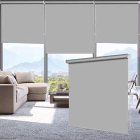 img 4 attached to LUCKUP 100% Blackout Waterproof Fabric Window Roller Shades Blind, Thermal Insulated,UV Protection,For Bedrooms,Living Room,Bathroom,The Office, Easy To Install 20" W X 79" L(Grey)