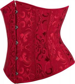 img 3 attached to Women'S Jacquard Brocade Lace-Up Boned Waist Training Corset Underbust