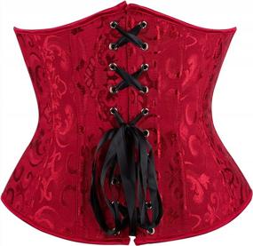 img 2 attached to Women'S Jacquard Brocade Lace-Up Boned Waist Training Corset Underbust