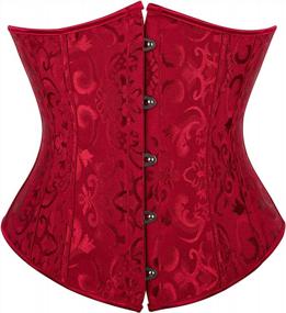img 4 attached to Women'S Jacquard Brocade Lace-Up Boned Waist Training Corset Underbust