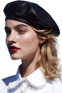 women's pu leather beret hat - french black artist cap by wetoo logo