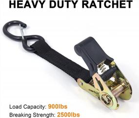 img 3 attached to Heavy Duty Ratchet Strap Tie Downs Set With Hooks - 2500LBS Break Strength, Perfect For Truck Bed, Moving Cargo, Car Roof Rack, And Motorcycle - 4 Pack Of 15 Foot Tie Down Straps