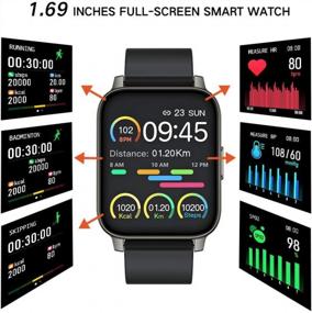 img 3 attached to 🕒 MuGo 1.69'' Smart Watch: Fitness Tracker with Heart Rate/Sleep Monitor, Calorie/Step Counter, Stopwatch, Blood Oxygen Monitor - Full Touch Smartwatch for Men and Women