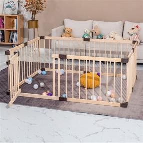 img 2 attached to 👶 Premium Large Playpen Fence for Baby Toddlers Kids | Wooden Indoor Safety Guard with Door | Baby Kids Barrier Fencing | Ideal Gift for Baby or Expectant Moms (140x200CM)