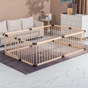 img 4 attached to 👶 Premium Large Playpen Fence for Baby Toddlers Kids | Wooden Indoor Safety Guard with Door | Baby Kids Barrier Fencing | Ideal Gift for Baby or Expectant Moms (140x200CM)