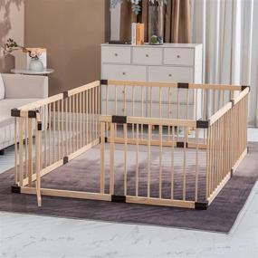 img 1 attached to 👶 Premium Large Playpen Fence for Baby Toddlers Kids | Wooden Indoor Safety Guard with Door | Baby Kids Barrier Fencing | Ideal Gift for Baby or Expectant Moms (140x200CM)