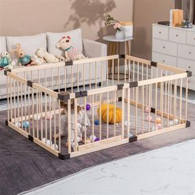 img 3 attached to 👶 Premium Large Playpen Fence for Baby Toddlers Kids | Wooden Indoor Safety Guard with Door | Baby Kids Barrier Fencing | Ideal Gift for Baby or Expectant Moms (140x200CM)