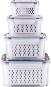 img 4 attached to Organize Your Fridge With Ronanemon'S BPA-Free 4 Pack Container Set With Strainers And Lids For Fresh Produce, Meat And Vegetables, Keep Your Food Fresh For Longer!