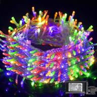 fonpeny 300 led waterproof indoor/outdoor string lights, 100 ft plug-in with 8 modes for halloween thanksgiving christmas garden decoration, multicolored logo