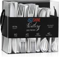 🍽️ combo box with 200 disposable silverware set - blushine plastic, heavyweight premium quality – 80 forks / 40 knives / 40 spoons / 40 teaspoons логотип