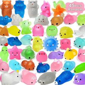 img 4 attached to 45Pcs Mochi Squishys Toys - 2Nd Gen Glitter Animal Stress Relief For Kids & Adults | Party Favors, Treasure Box Prize, Valentine Prizes & Easter Egg Fillers
