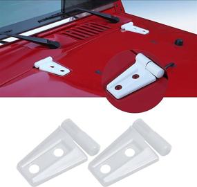 img 4 attached to 🔵 2PCS White Hood Hinge Cover Trim Accessories for Jeep Wrangler JK & Unlimited 2007-2018