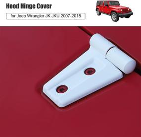 img 3 attached to 🔵 2PCS White Hood Hinge Cover Trim Accessories for Jeep Wrangler JK & Unlimited 2007-2018
