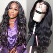 allrun brazilian virgin hair body wave lace front wig | pre-plucked with baby hair | 13x4 hd transparent front | 150% density | 18 inch | for black women logo