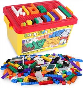 img 4 attached to Burgkidz Building Bricks 568 Pieces Toys, Classic Building Blocks Includes Wheels, Door, Window, Compatible Bulk Block With Storage Box And Baseplate, STEM Educational Gift For Kids 3+ Year
