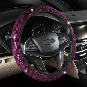 img 1 attached to 💎 Purple Sparkling Diamond Steering Wheel Cover - Universal Car Interior Accessory with Crystal Rhinestones, Breathable & Anti-Slip, Fits 14.2-15 inch - Bling Steering Wheel Protector for Women and Men, Car SUV