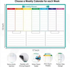 img 3 attached to Stay Organized And On Track With MaxGear Magnetic Weekly Planner For Your Fridge, Includes 7 Markers And 1 Eraser - 17"X12