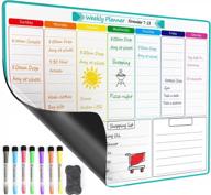 stay organized and on track with maxgear magnetic weekly planner for your fridge, includes 7 markers and 1 eraser - 17"x12 logo