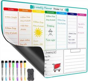 img 4 attached to Stay Organized And On Track With MaxGear Magnetic Weekly Planner For Your Fridge, Includes 7 Markers And 1 Eraser - 17"X12
