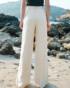 img 3 attached to Comfy And Chic: Kedera'S Loose High Waist Cotton Linen Straight Leg Lounge Beach Pants For Women