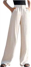 img 4 attached to Comfy And Chic: Kedera'S Loose High Waist Cotton Linen Straight Leg Lounge Beach Pants For Women