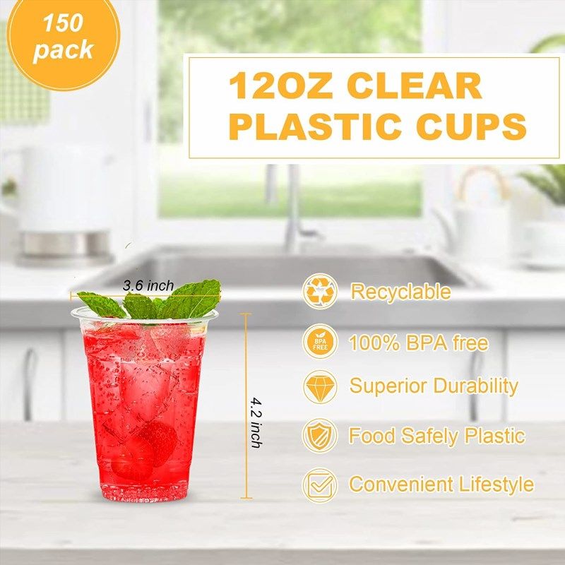  TashiBox 12 oz disposable plastic party cups (Red, 100) :  Health & Household