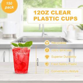 img 3 attached to Clear Plastic Cups - TashiBox Pack Of 150, 12Oz Disposable Cups For Coffee, Tea, Smoothies, Sodas, And Mixed Drinks
