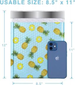 img 3 attached to 25 Pack 8.5X12 Inch Fuxury Fu Global #2 Pineapple Poly Bubble Mailers - Designer Boutique Custom Padded Envelopes In High-Grade Pearlescent Teal Color