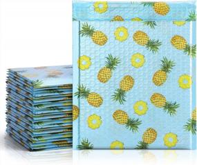 img 4 attached to 25 Pack 8.5X12 Inch Fuxury Fu Global #2 Pineapple Poly Bubble Mailers - Designer Boutique Custom Padded Envelopes In High-Grade Pearlescent Teal Color