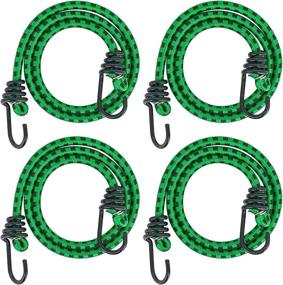 img 4 attached to 🔒 Premium Heavy Duty Outdoor Bungee Cords - 4 Pack 18 Inch Bungee Cords with Hooks for House Projects, Camping, Car, Truck, Tent - Assorted Sizes