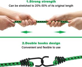 img 1 attached to 🔒 Premium Heavy Duty Outdoor Bungee Cords - 4 Pack 18 Inch Bungee Cords with Hooks for House Projects, Camping, Car, Truck, Tent - Assorted Sizes