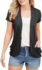 img 4 attached to Women'S Summer Lightweight Sheer Open Front Cardigans Short Sleeve Drape Blouses Tops