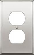 enerlites duplex receptacle outlet metal wall plate, stainless steel outlet cover, corrosion resistant, size 1-gang 4.50" x 2.76", stainless steel 201, 7721-pc, polished chrome, silver logo