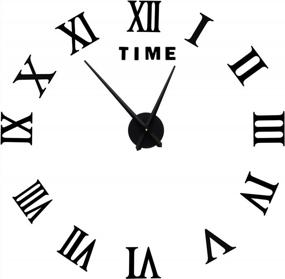 img 4 attached to DIY Roman Numerals Mirror Wall Clock For Stylish Home Decor - Black
