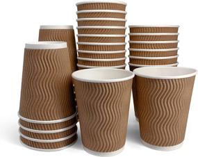 img 4 attached to Brown Paper Disposable Ripple Insulated Wall Cups | 12 oz Size, 100-Count