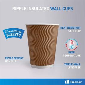 img 3 attached to Brown Paper Disposable Ripple Insulated Wall Cups | 12 oz Size, 100-Count