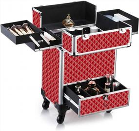 img 2 attached to Aluminum Rolling Makeup Case With Drawer And Locks For Professional Cosmetic Storage By OUDMAY