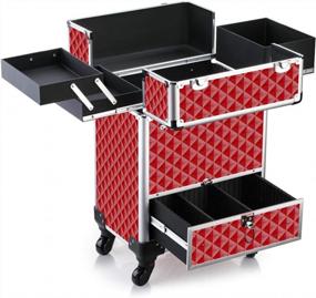 img 3 attached to Aluminum Rolling Makeup Case With Drawer And Locks For Professional Cosmetic Storage By OUDMAY