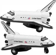 pack of 2 diecast space shuttle toys with pull-back motion - 5-inch astronaut spaceship models for kids, perfect party favors, goodie bags, prizes, or birthday gifts for boys and girls logo
