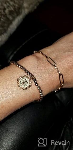 img 1 attached to Gold Initial Bracelets for Teen Girls: Layering Dainty 14K Gold Plated 💫 Bead & Paperclip Link Kids Bracelet with Letter J, Ideal for Women's Initial Jewelry review by Jason Bollinger