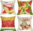 set of 4 happy sweet summer watermelon and lemon decorative pillow covers for sofa couch, 16x16 inch home decor cushion cases with gnome design logo