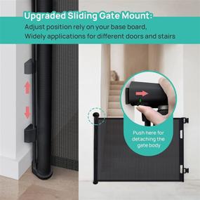 img 1 attached to 🐶 PETGOD Retractable Baby Gate: Upgraded One-Way Lock Mesh Dog Gate for Safety in Stairs, Doorways, and Hallways