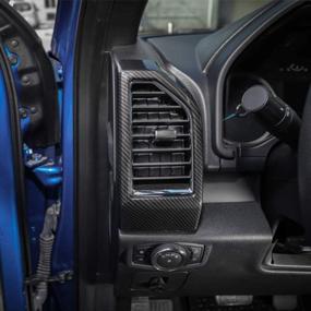 img 1 attached to Отделка вентиляционного отверстия из углеродного волокна из АБС-пластика для Ford F150 2015-2020: обновление выпускного отверстия кондиционера Keptrim из 3 частей