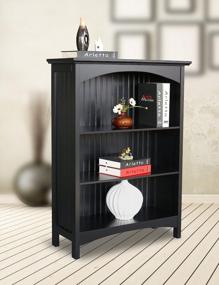 img 1 attached to EHemco 3 Tier Bookcase W/ 2 Arched Supports | 40" Black