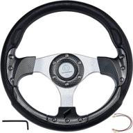 🏎️ premium 320mm 6-bolt golf cart racing steering wheel | aluminum with horn button, vinyl leather grip | black & carbon fiber design логотип