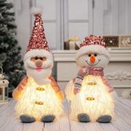 gmoegeft рождественские огни санта-клауса и снеговика, рождественские украшения с розовыми блестками, рождественские настольные украшения, 2 упаковки логотип