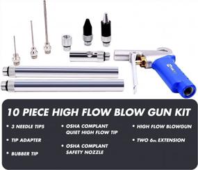 img 3 attached to WYNNsky Air Compressor Accessories Kit: High Flow Air Blow Gun With 9PCS Blower Tips, 6 Inch Extensions, Needle, Rubber Tip, And Xtreme Flow Nozzle For Powerful Cleaning At 120PSI Working Pressure